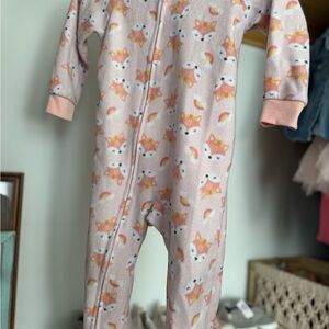 Pink Fox Print Kids One Piece